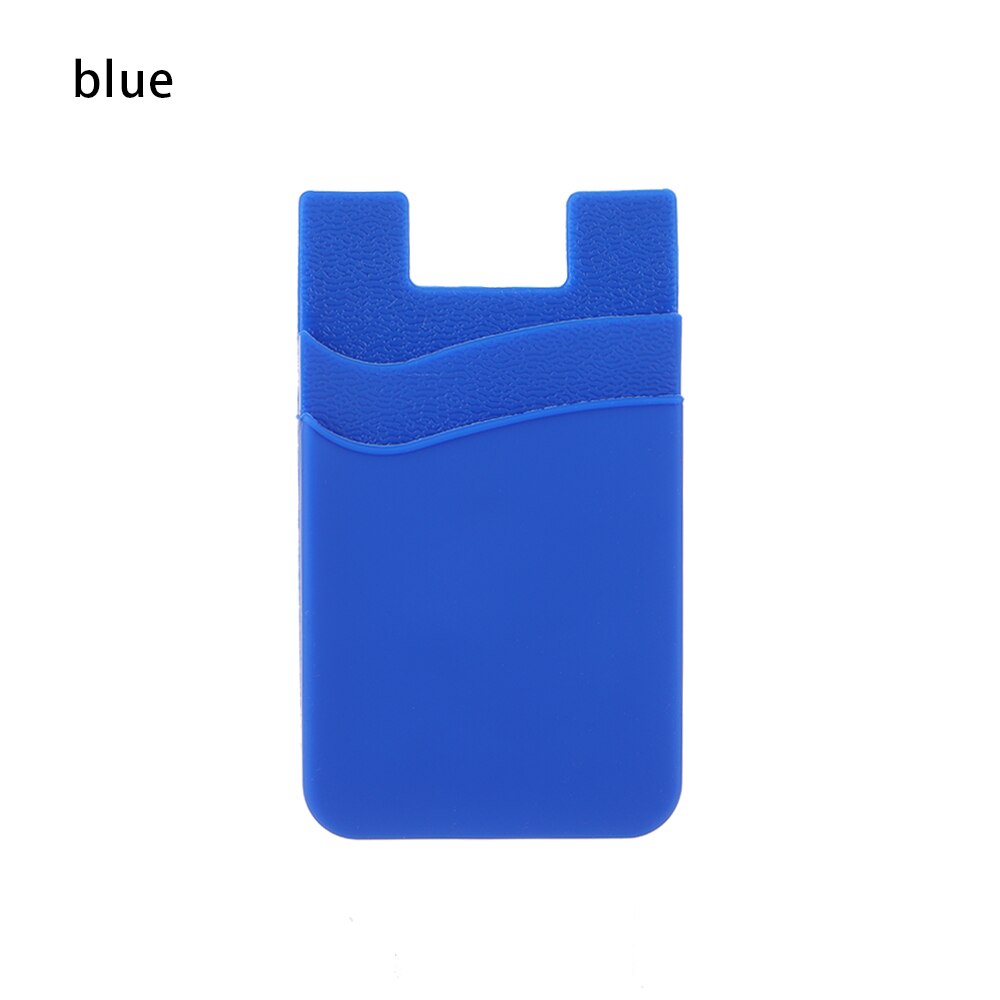 1Pc Siliconen Telefoon Wallet Case Zelfklevende Kaarthouder Universele Gsm-zakje Stok Op Creditcard Zakken portemonnee: blue