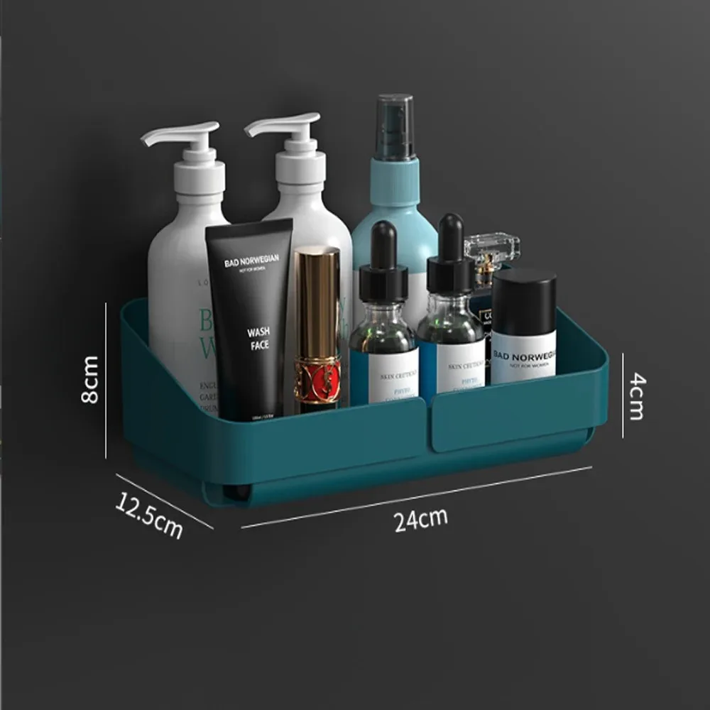 Badeværelse køkken bekvemmelighedsstativ hylde makeup opbevaringsorganisator kosmetik shampoo rack bruser hylde væg krydderirække uden boring: Mørk khaki