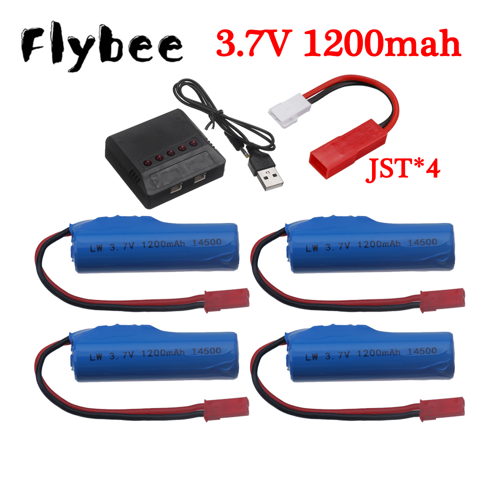 Batería recargable de iones de litio para coche teledirigido, Pila de 14500 V y 3,7 mAh con enchufe JST para coche teledirigido, volquete, juguetes de Control remoto