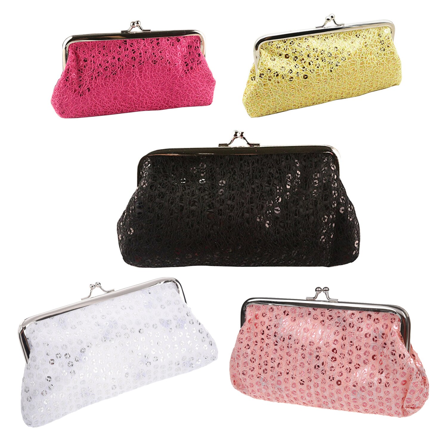 Women Sequins Clutch Evening Party Phone Bag Wallet Purse(black): Default Title