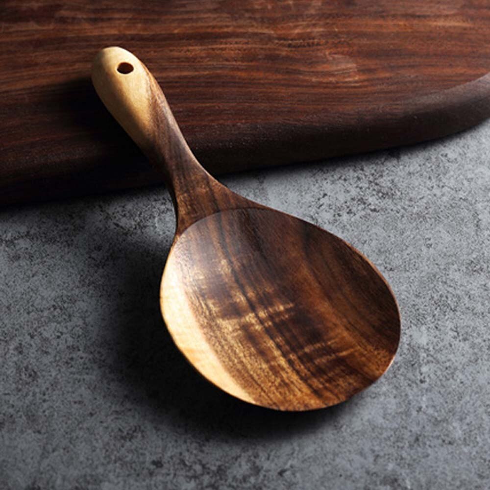 Wooden Kitchen Spoon Teak Wood Rice Spoon Rice Paddle Wood Tablespoon Big Potato Serving Spoon Wooden Kitchen Utensils Tableware