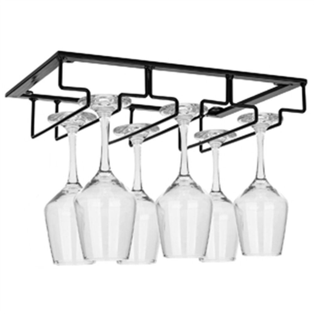 Wine Glasses Holder Bartender Stemware Hanging Rack Under Cabinet Stemware Organizer Glass Goblet Iron Rack