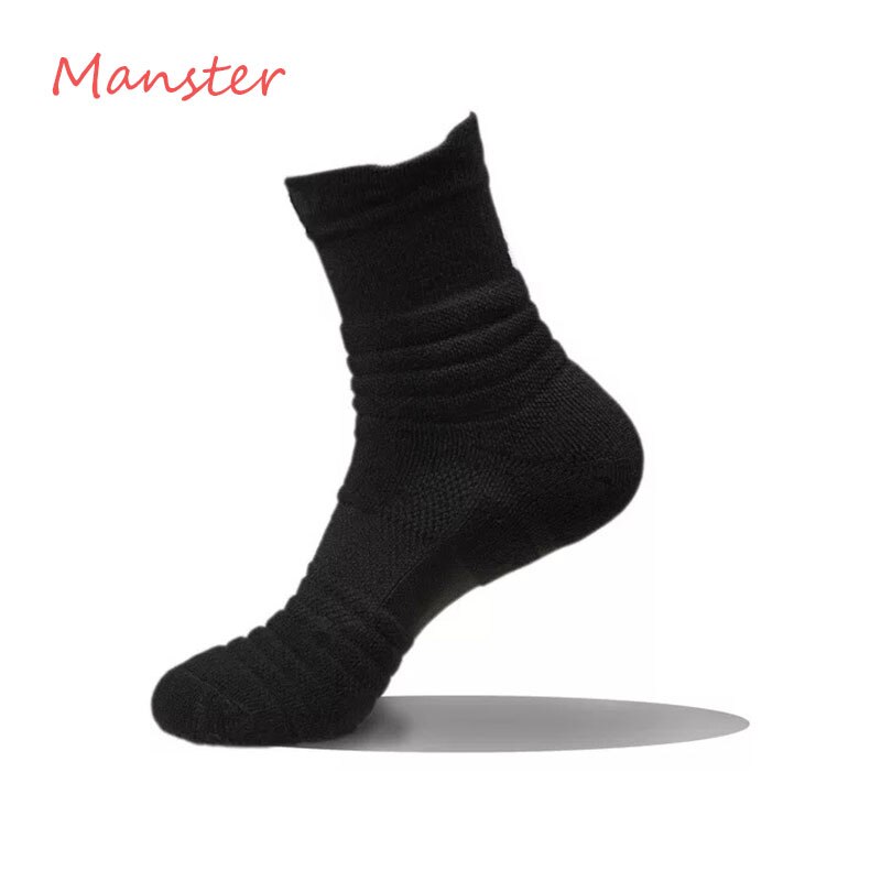 Men Socks Autumn Winter Male Thermal Compression In Tube Cotton Socks Kobe James Curry Durant Socks Casual Thick Sock: Middle Black