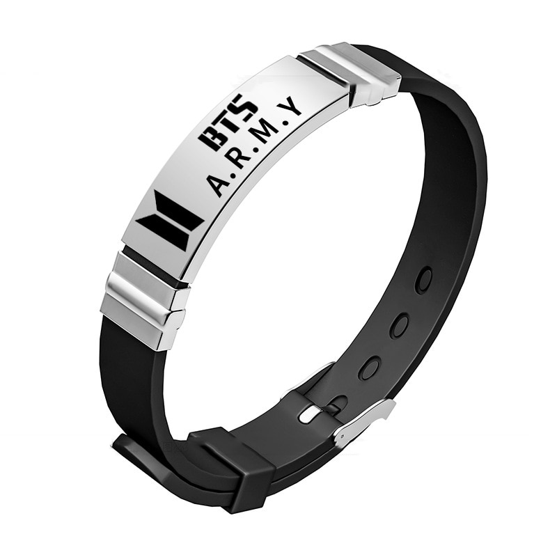 Kpop coreano ejército carta de silicona ajustable pulseras para mujeres niñas niños Punk mano inicial pulsera bisutería de cumpleaños