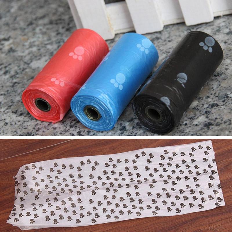 1 Roll 15 Pcs Pet Supply Printing Kat Hond Kak Tassen Outdoor Schoon Refill Willekeurige Hond Zak Kleur Huisdier Vuilnis p4G3