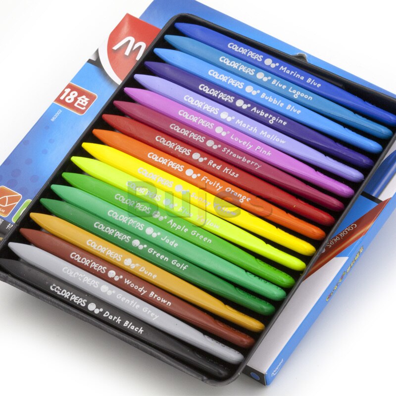 Maped Plastic crayon 12/24/36 color children's safety non dirty triangle crayon graffiti color pen set drawing art supplies