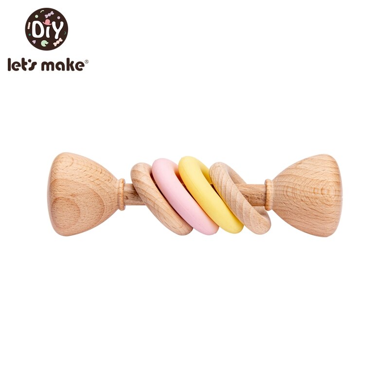 Let's make 5pcs BPA Free Natural Beech Wooden Teething Rings Baby Toys Tiny Rod Baby Shower Montessori Play Gym Rattles: type 8