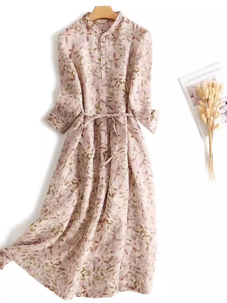 Ladies Sundress Summer Floral Print Maxi Party Dress Casual Loose Beach Dresses for Women Vestido Feminino: M / Pink