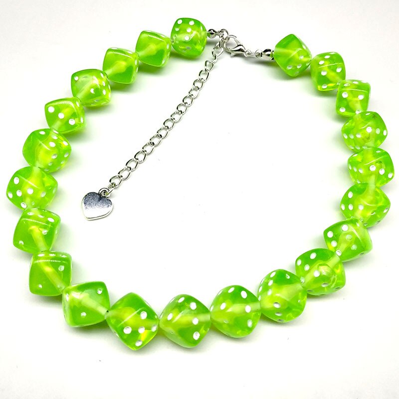 2022 Hars Kralen Ketting Zwarte Kleur 8 Bal Choker Dice Charm Ketting Voor Vrouwen Hip Hop Sieraden: 6