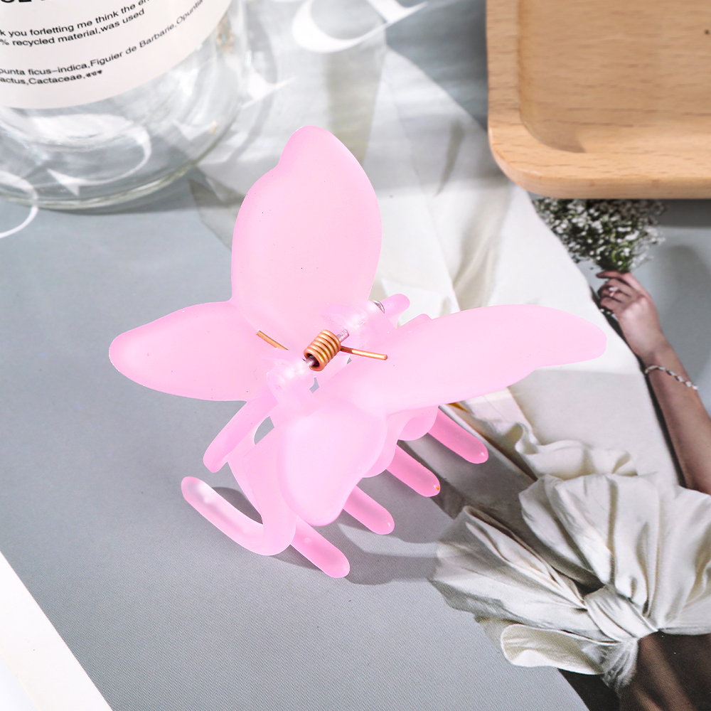 Nueva pinza para el pelo de mariposa de Hada, Clip de cangrejo de Color caramelo, Clip de tiburón de princesa dulce de verano para mujer y niña, horquilla, accesorios para el cabello: Gris