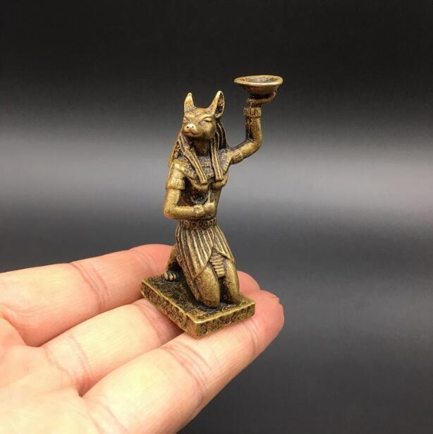 Kobber statue samling kinesisk messing udskåret anubis, en gammel egyptisk hundehovedet mand røgelse indsætte udsøgte små statuer