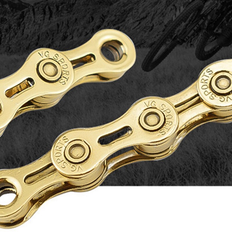 Vg Sports 2Pcs 8 Speed Bicycle Chain Half Hollow Bike Chain Hollow Chains Ultralight 116L - Silver & Gold