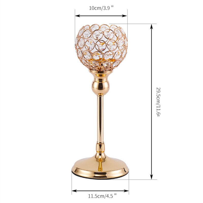 Candelabros de 3 brazos con arco de cristal, portavelas de puente, tazón, adorno romántico para decoración del hogar y boda: 29.5cm
