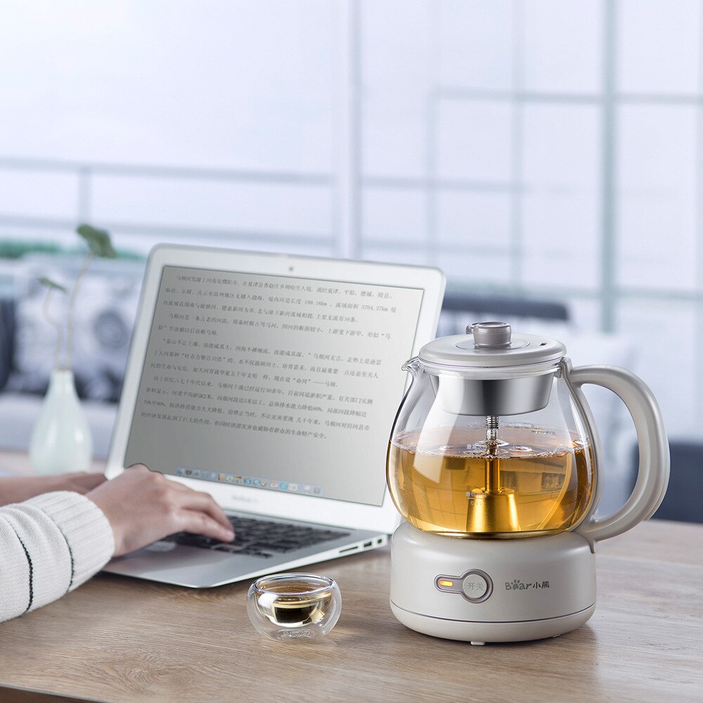 220v mini hälsopanna tjockt glas automatisk vattenkokare te vatten separation te cirkulerande värme te med filter 1l