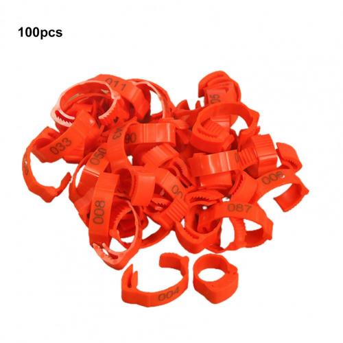 100Pcs Premium Textuur Kip Ring Slijtvaste Kip Been Bands Montage Maat Comfortabele Eend Kip Been Ring: Rood