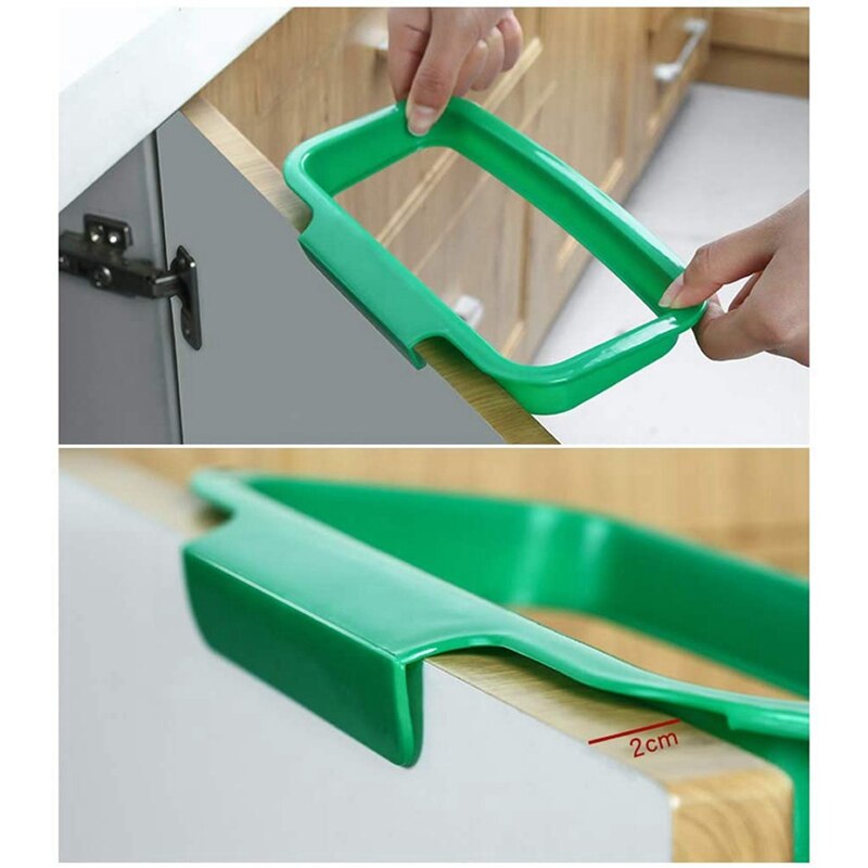 Kitchen Hanging Trash Can Shelf Cabinet Trash Rack Plastic Storage Hanging Trash Bag (Green)