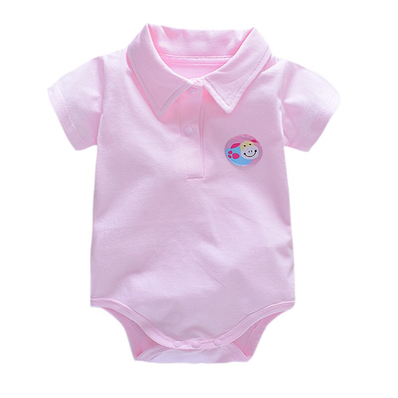 Einzelhandel Sommer Baby Body Kleidung Infant Körper Babys Baumwolle Revers Kurzarm Kleidung Overall Neugeborenen Baby Kleidung: Rosa / 6m