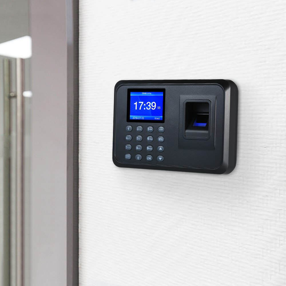 2.4&quot; TFT LCD Display Fingerprint Attendance Machine USB Biometric Employee Checking-in Reader Time Clock Recorder DC 5V/1A