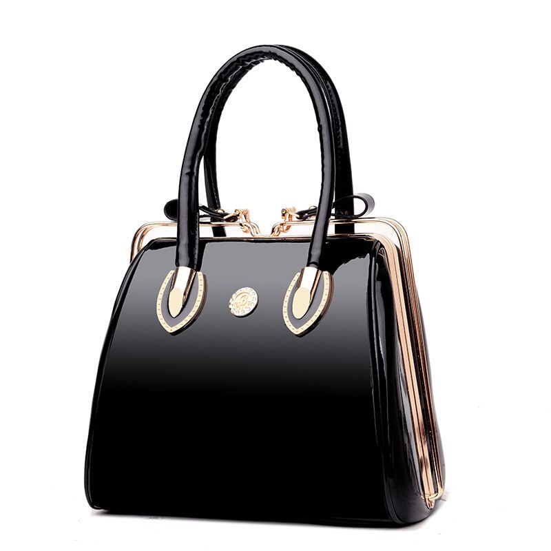 Luxe en cuir verni noir femmes sac dames célèbre sac à main sac à main sac à main fourre-tout sac à bandoulière: No.4