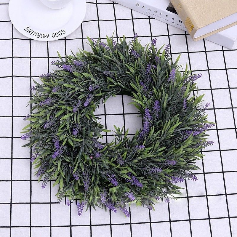 Hjem haven blomster kranse xl kunstig lavendel deco krans dør væghængende