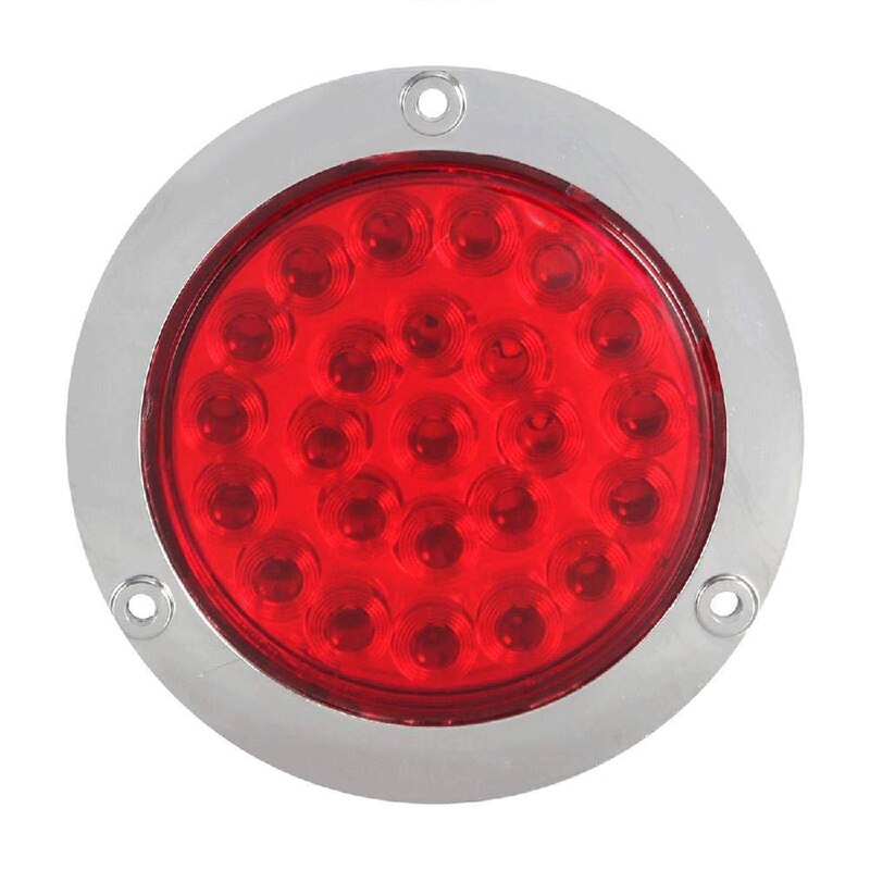 4 pakke runde led trailer baglygter rød 24 led flangemonteret vandtæt krom 4 tommer bremsestoppelys