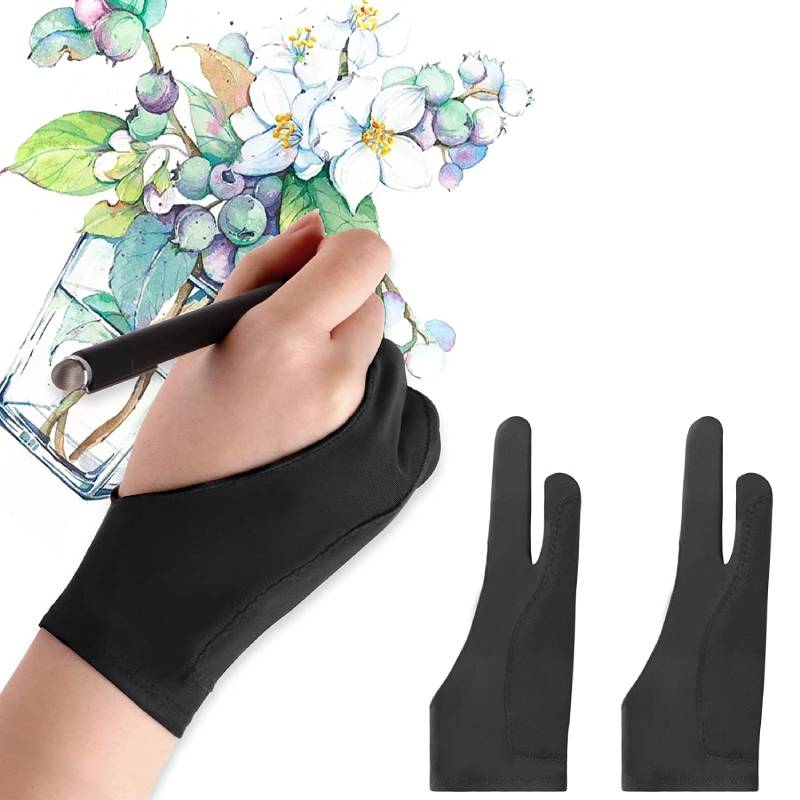 Gants de dessin à rejet de paume, 2 pièces, pour artistes, pour stylo, affichage, papier, peinture artistique, croquis, tablette graphique iPad