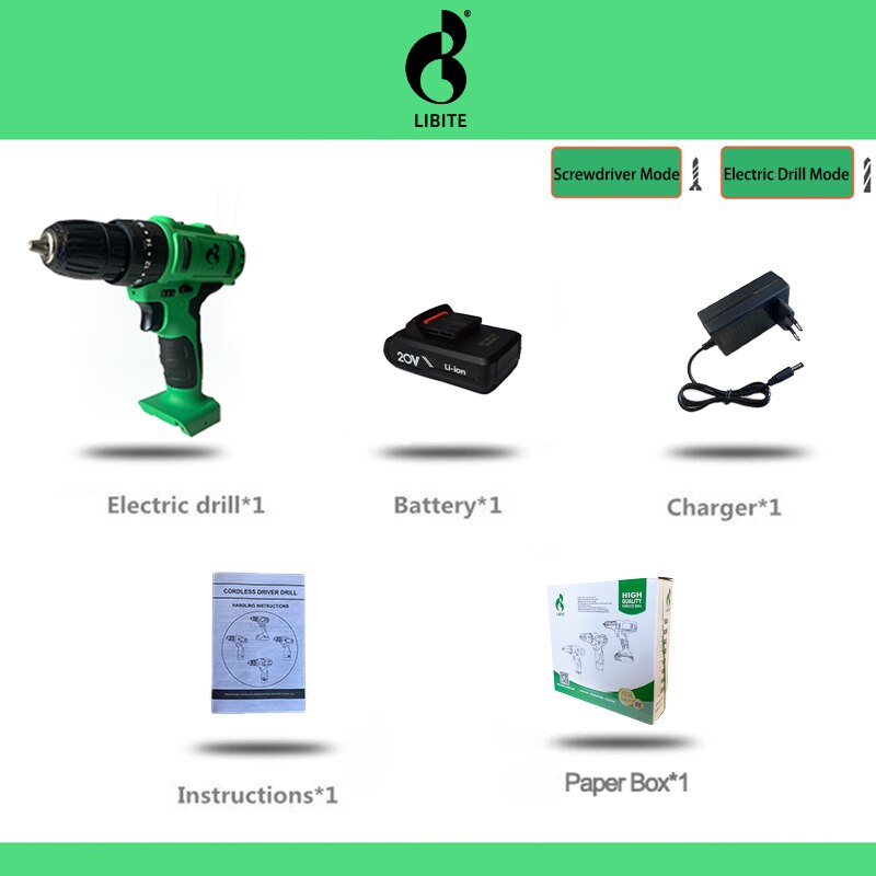 Cordless Drill Lithium Battery 12V Wireless Drilling Electric Screwdriver Electric Drill Mini Wireless Power Driver DC: CD20A1