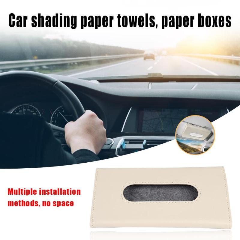 Universele auto zonneklep hangende tissuebox van leer, opberghoes voor papieren servetten