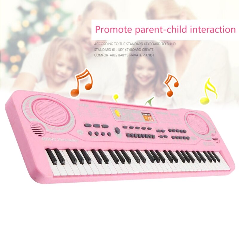 448D 61 Keys Electric Piano Music Electronic Keyboard Beginners Kids Mini Microphone