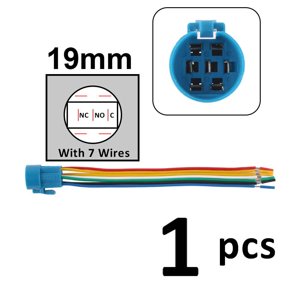 1 Uds. Para enchufe de cable de 16mm, 19mm y 22mm para interruptor de botón de metal, cableado de 2-6 cables, cable de botón de luz de lámpara estable de 14cm: Castaño
