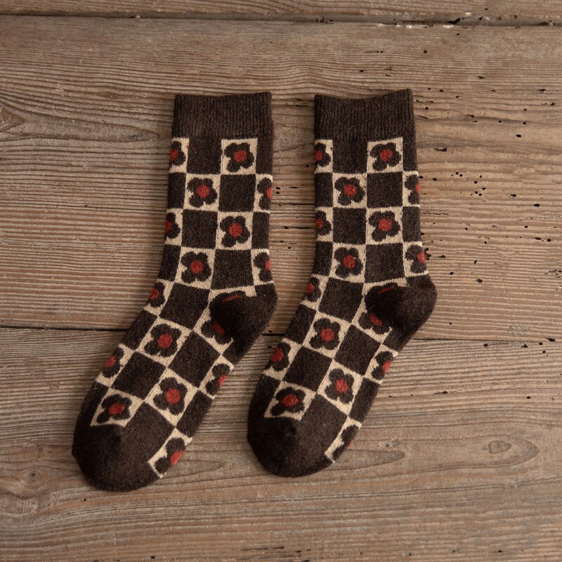 Calcetines gruesos de lana para mujer, medias de tubo informales, de algodón, cómodos y cálidos, para Otoño e Invierno: E