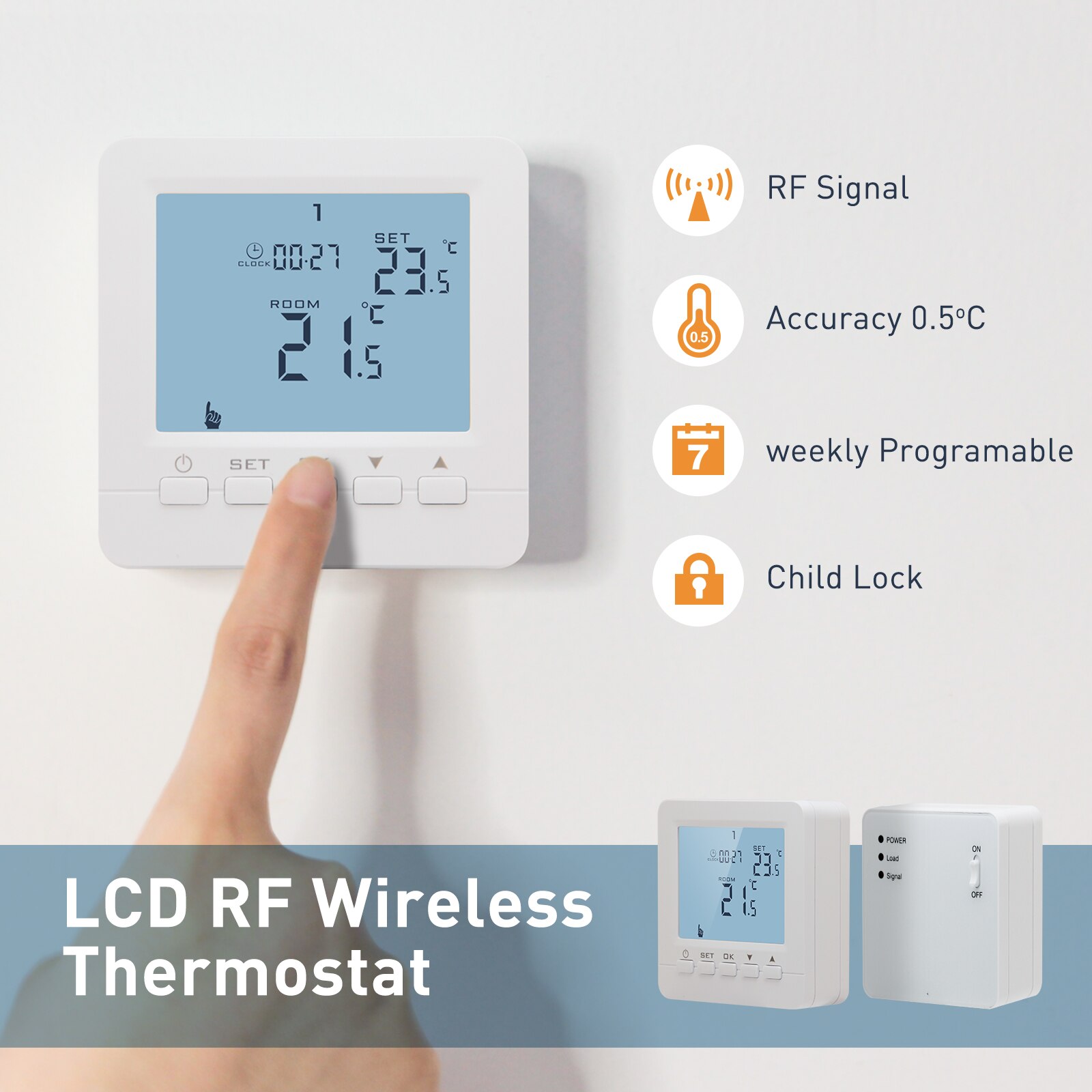 Beok RF termostato senza fili per caldaia a gas riscaldamento regolatore di temperatura ambiente regolatore programmabile settimanale 433 telecomando