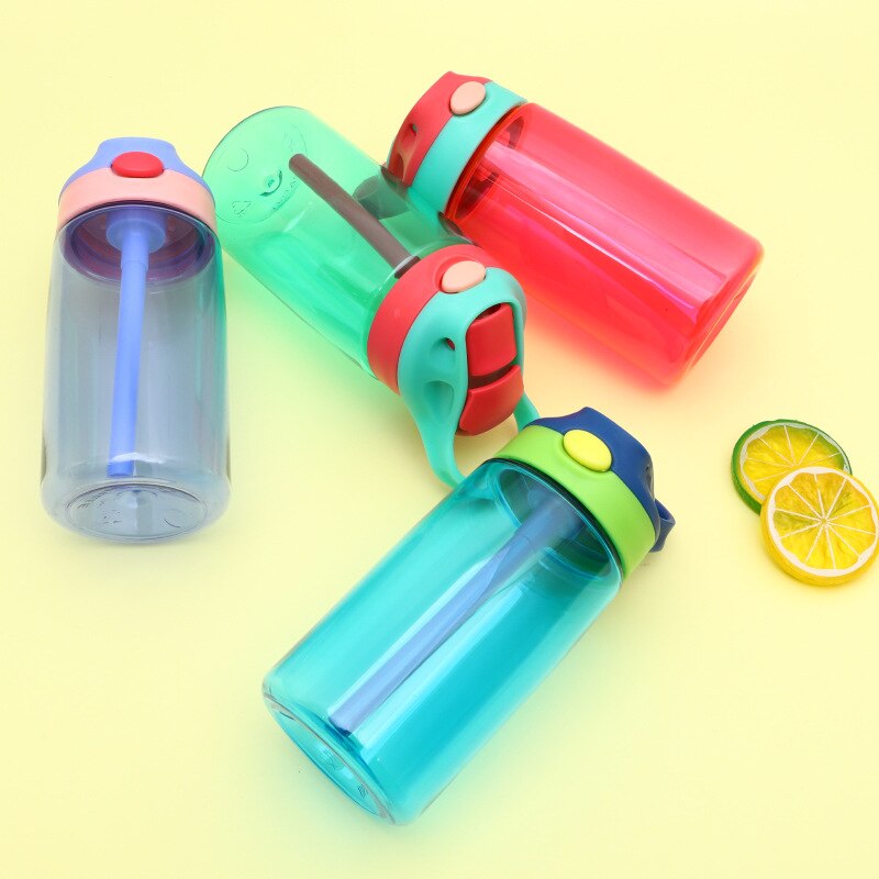 480ML Kids Water Cup Safe Baby Feeding Cups with Straws Leakproof Water Bottles Outdoor Portable Children&#39;s Cups