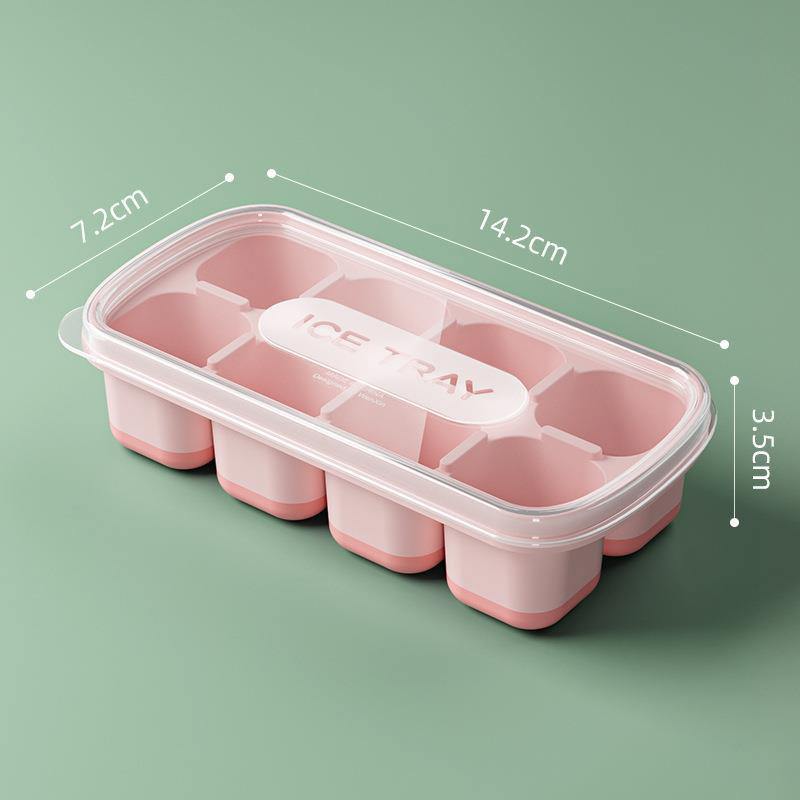 8 Cavity Square Ice Cube Trays Reusable Silicone Ice Cube Mold Bpa Free Ice Maker With Removable Lids Kitchen Accessories: Blue