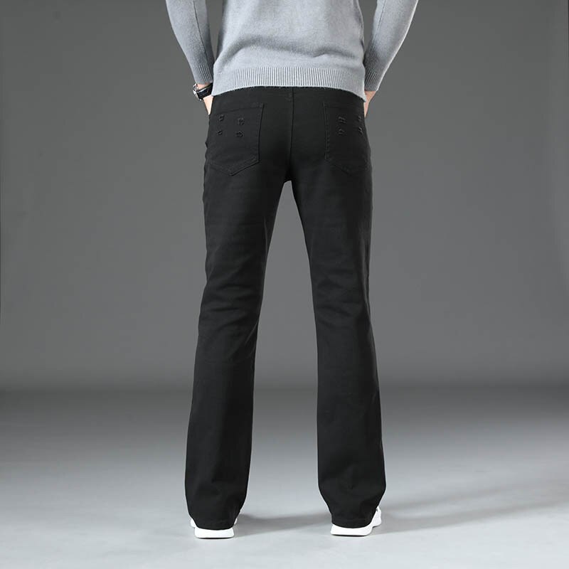 Jean déchiré en Denim pour homme, pantalon évasé, noir, classique