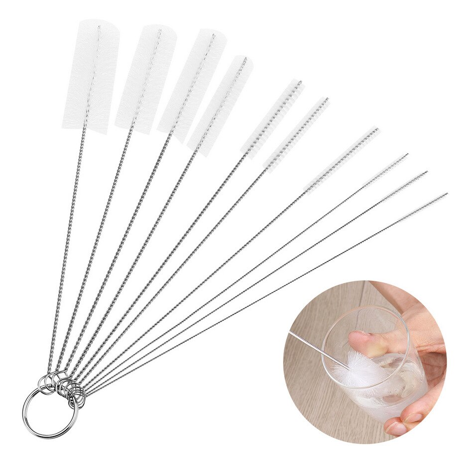 Brosse de nettoyage en acier inoxydable pour biberons, ensemble de 10 pièces, brosse de nettoyage multifonctionnelle pour biberons J0600