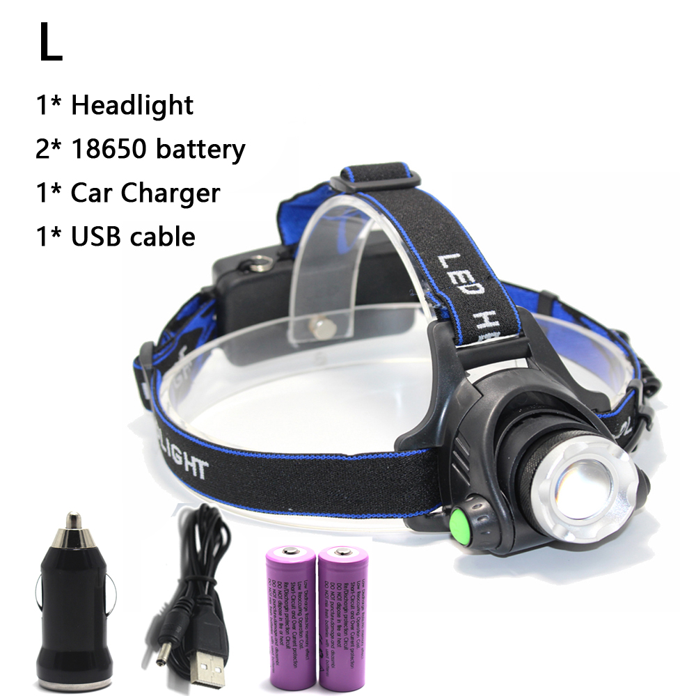 6000 Lumen LED-Scheinwerfer Angelscheinwerfer T6/L2 3 Modi Zoombare Lampe Wasserdichte Stirnlampe Taschenlampe Stirnlampe Verwendung 18650: Rot / Beige