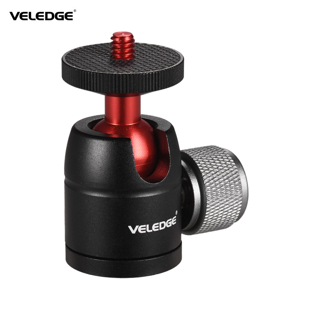Veledge-mini tripé com cabeça de esfera, adaptador de liga de alumínio, 360 graus, com 1/4 ", furo para parafuso, para monitor de vídeo, luz led, speedlite