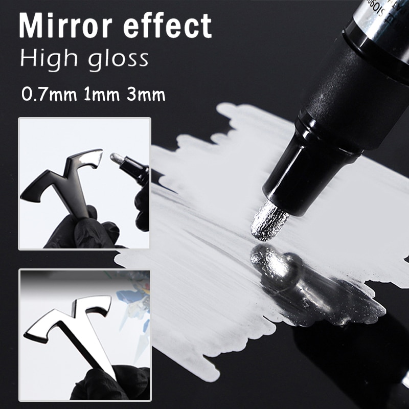 Marqueur de peinture miroir argenté, finition chromée, résistant aux UV, à l&#39;eau métallique, fournitures pour étudiants, stylo artisanal