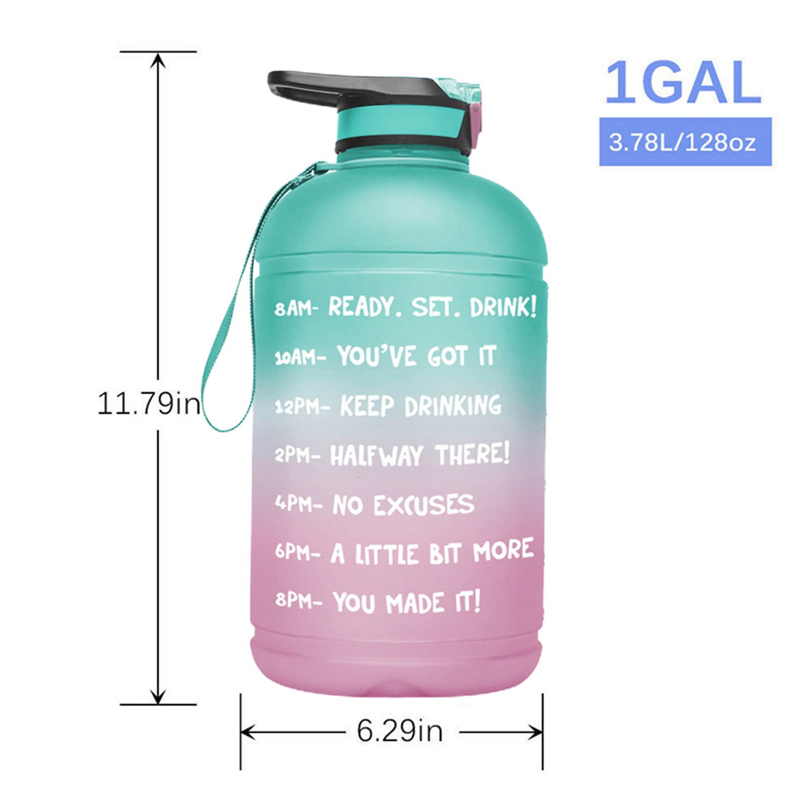 1 Gallon Water Fles 3.78L Met Stro Plastic Grote Capaciteit Gym Fitness Toerisme Bpa Gratis Sport Fles