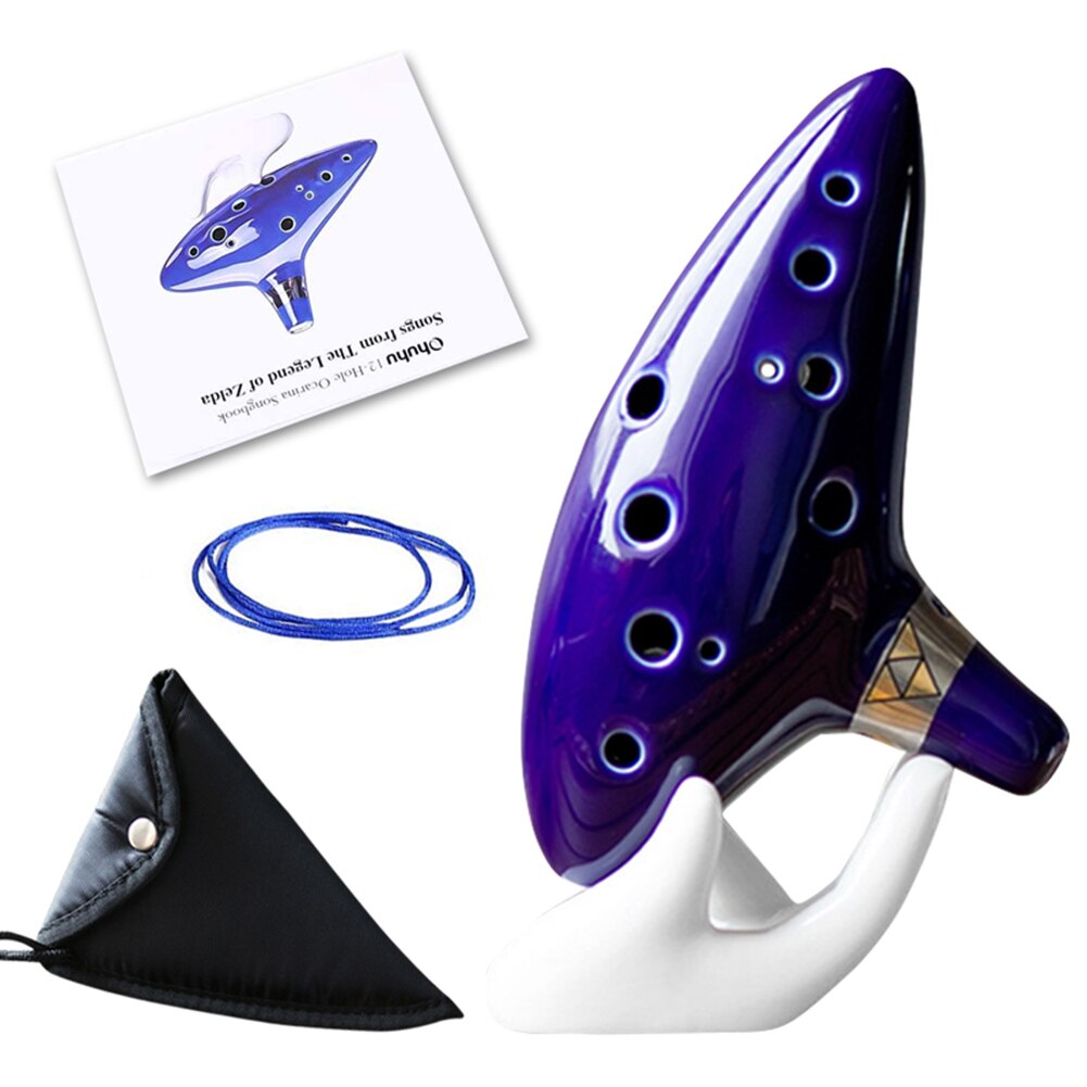 Nyligt ocarina med sangbog 12 huls alt c ocarinas leg med display stand beskyttelsestaske  s66