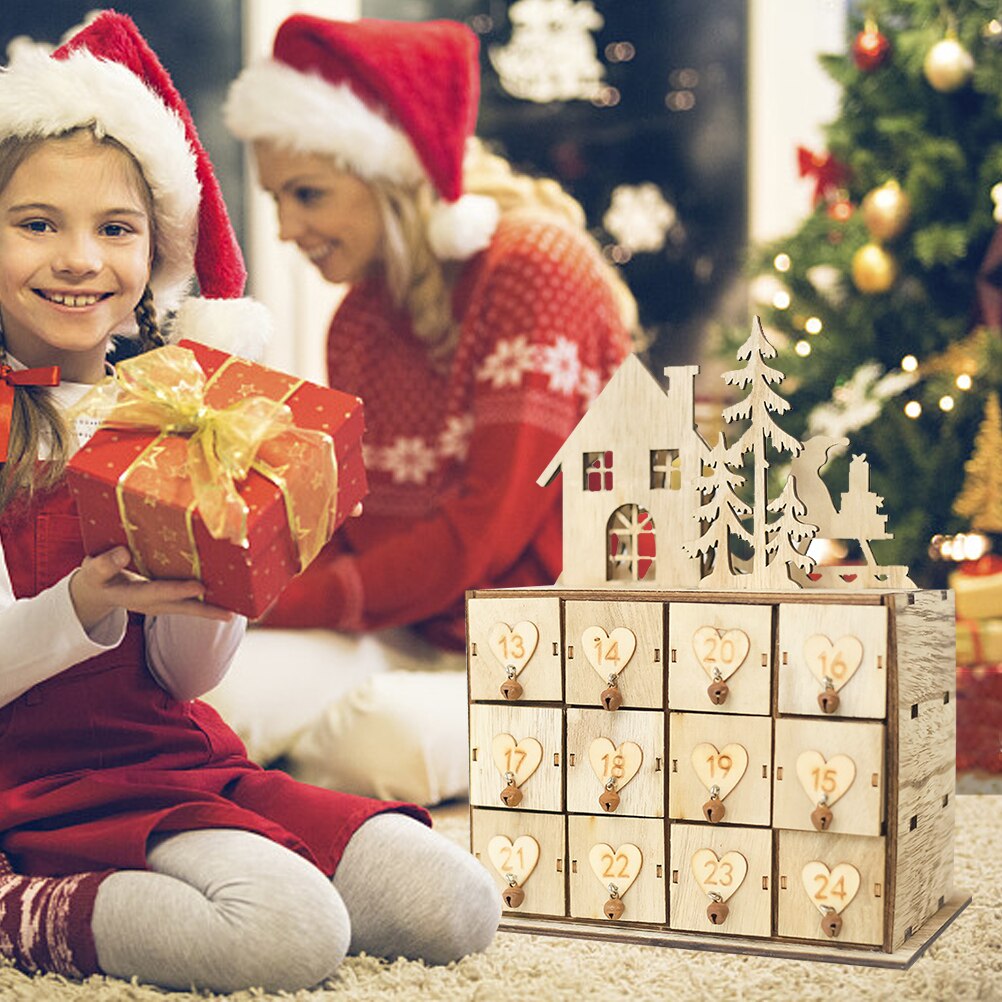Kerst Houten Countdown Advent Kalender Kerst Countdown Tags Opbergdoos Kerst Decoratie Voor Thuis