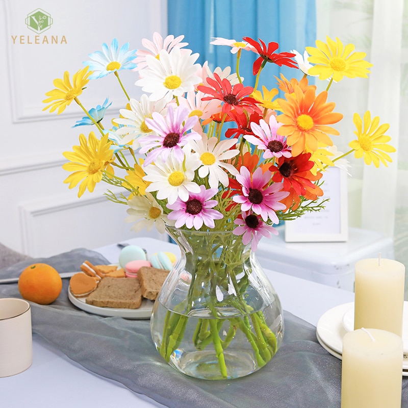 Artificial Flowers Daisy Flower Branch Silk Flowers for Crafting Home Decoration Accessories Farmhouse Decor Yellow Flowers
