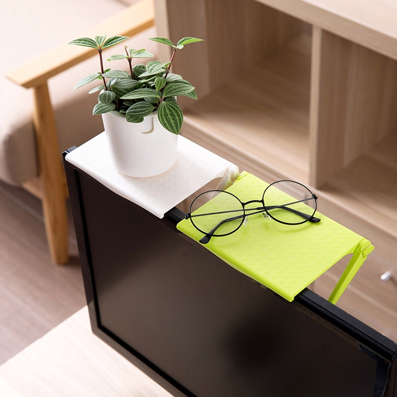 Multifunction Computer Screen Storage Rack Office Desktop Shelf Plastic Fold Storage Holder Organizer Office Storage Rack Clip