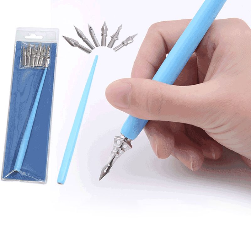 Houten manga strip engelse kalligrafie vulpen met 6 pennenpunten set voor belettering schetsen tekenen