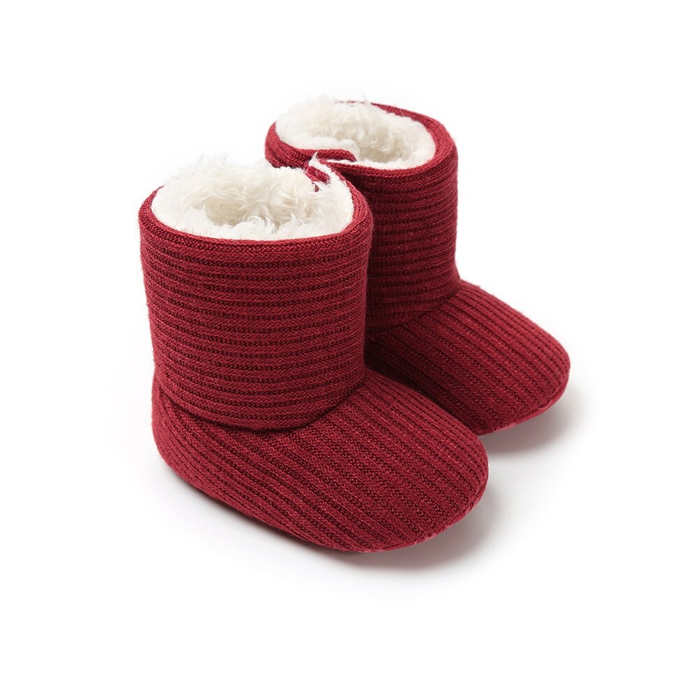 Inverno botas de neve de malha bebê menino menina sola macia sólido primeiro walker pelúcia forrado sapatos de lã 0-18m: R / 1-S