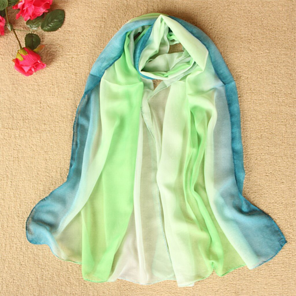 Tørklæde kvinde silke tørklæde lang slank gradient farve bedst til dame