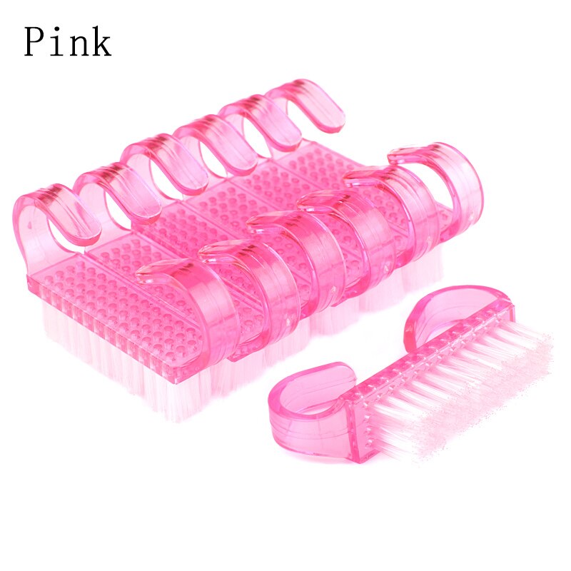 10 pezzi di plastica per la pulizia delle unghie spazzola per la rimozione della polvere delle unghie morbida per la cura delle unghie ottavino angolo mescolare di colori manicure pedicure strumenti per salone di bellezza: Colore rosa