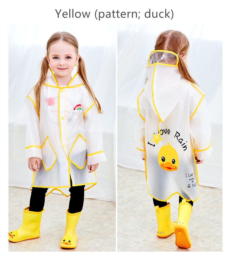 Regenmantel kinder transparent OutdoorWaterproof EVA Regen Mantel Kinder Undurchlässig Poncho Junge Mädchen Regen Mit Kapuze Jacke: YELLOW / M