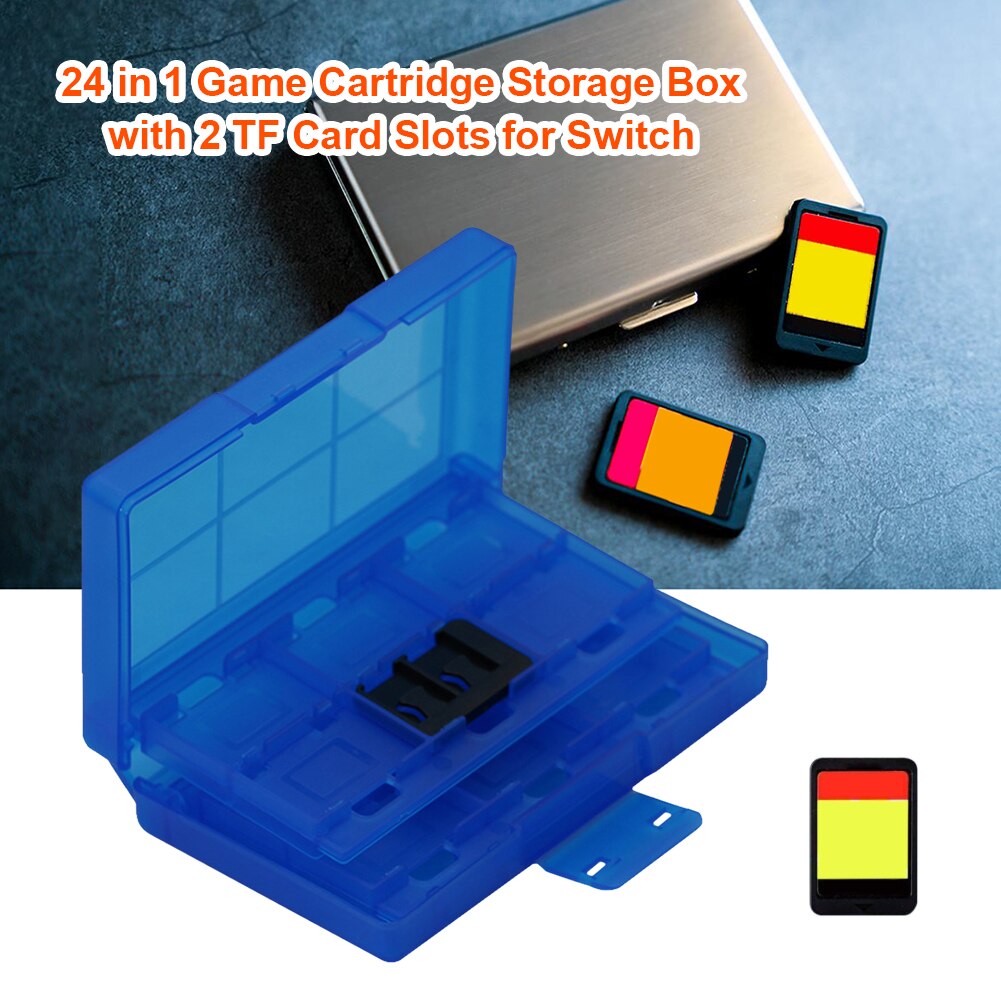 Estuche para tarjetas de juego 24 en 1 para Nintendo Switch, caja de almacenamiento portátil de plástico duro con 2 ranuras para tarjetas TF